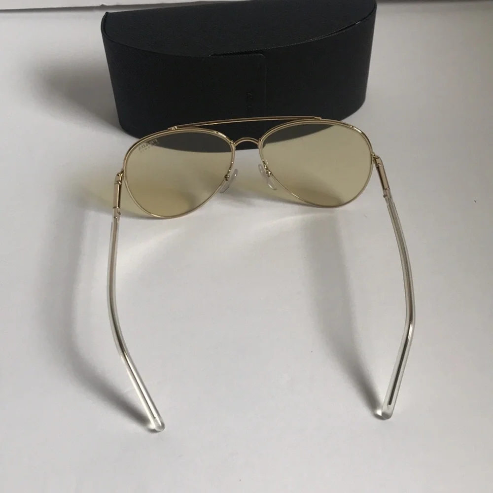 New Authentic PRADA SPR66X – ZVN01F Aviator Sunglasses - Yellow Lenses